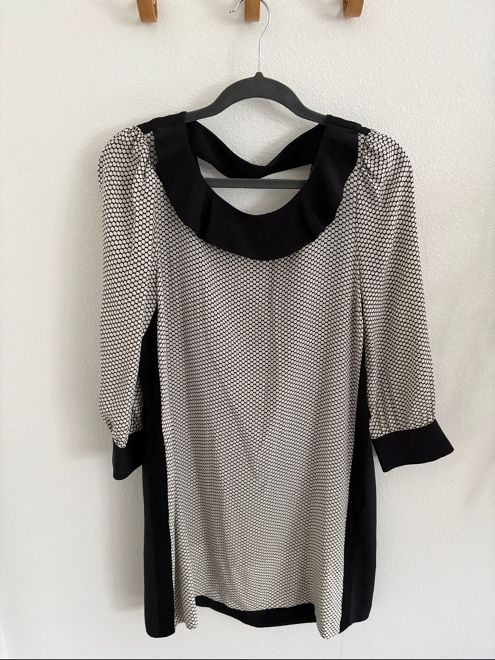 Marc By Marc Jacobs Black and White Printed Long Sleeve Dress 100% silk